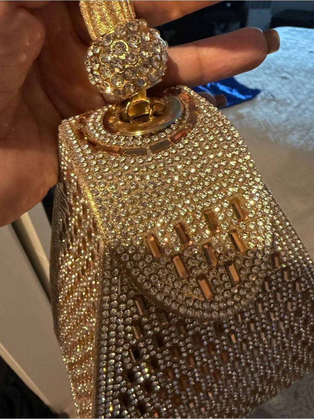 Crystal Embellished Gold Evening Bag